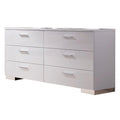 White High Gloss Finish Wood and Metal 6 Drawer Dresser H9973