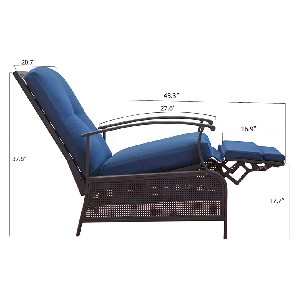 Adjustable Outdoor Recliner Chair with Removable Cushions Y484