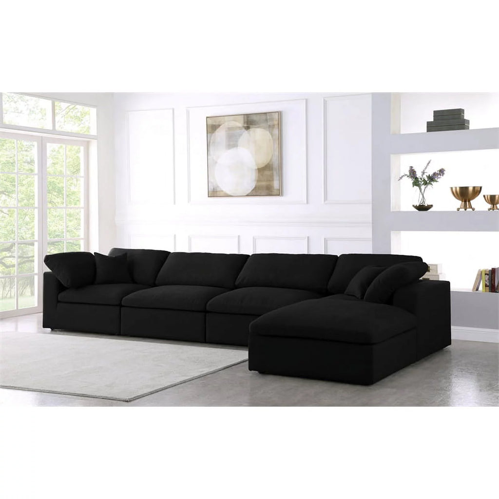 Black Linen Fabric Modular Sectional M356360