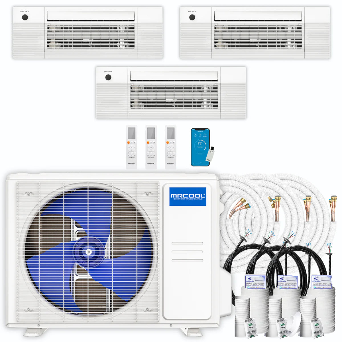 42,000 BTU 3 Zone Ceiling Cassette Ductless Air Conditioner and Heat Pump B4341