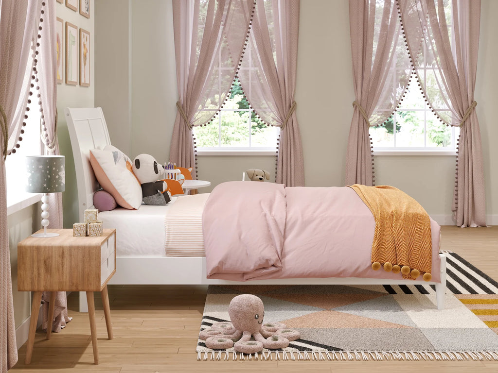 Twin Solid Wood Sleigh Platform Bed F5840