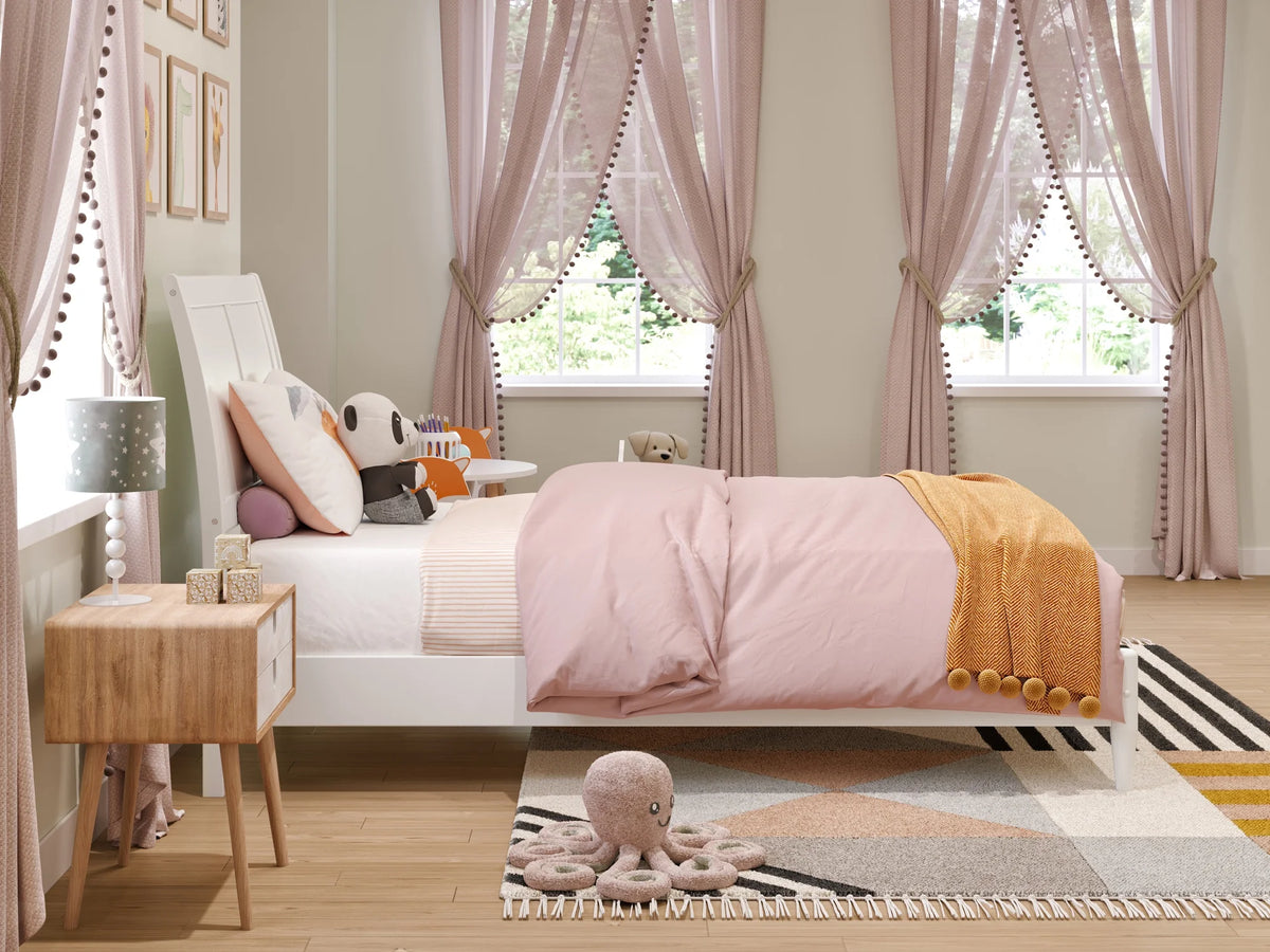 Twin Solid Wood Sleigh Platform Bed F5840