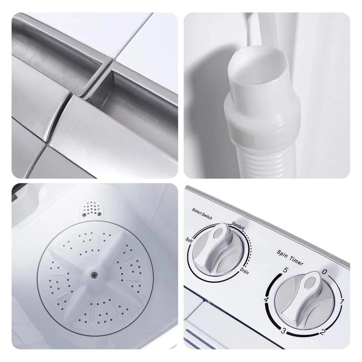 Compact Mini Washer Machine with 8 lbs Washing and 5 lbs Spin Dryer C1455