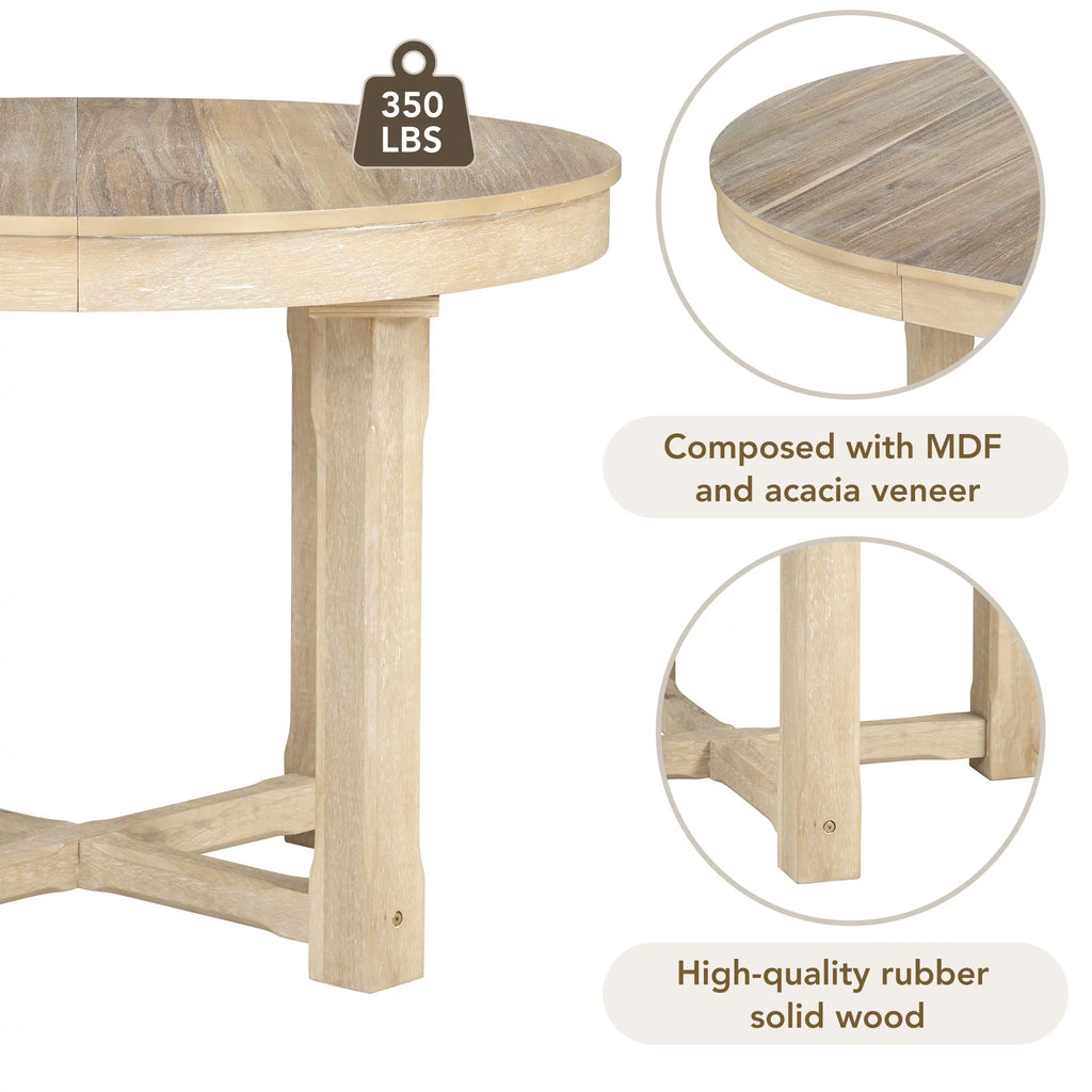 5-Piece Extendable Wood Dining Table Set with 4 Upholstered Chairs C179