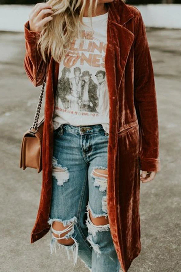 Casual Solid Button Turn-back Collar Outerwear A5361
