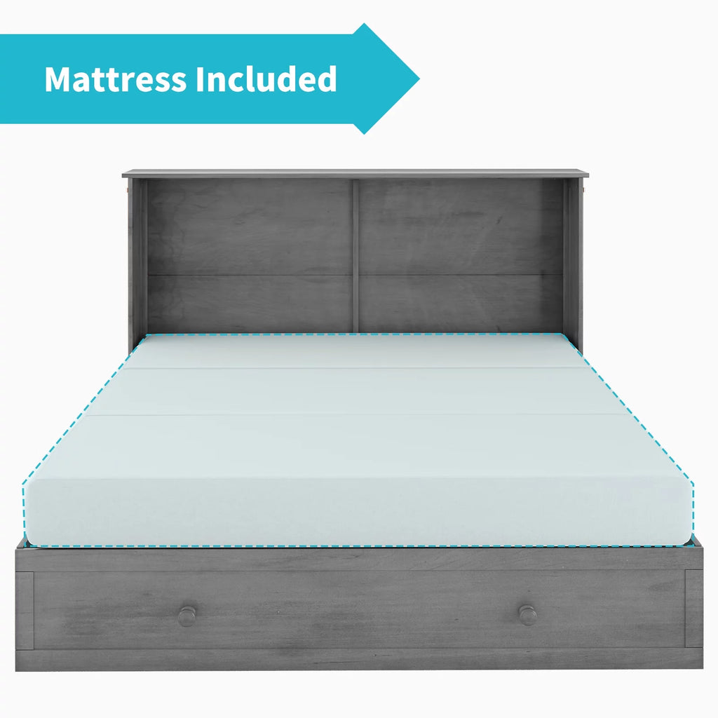 Queen Murphy Bed Chest with Trifold Foam Mattress and Storage Drawers R729