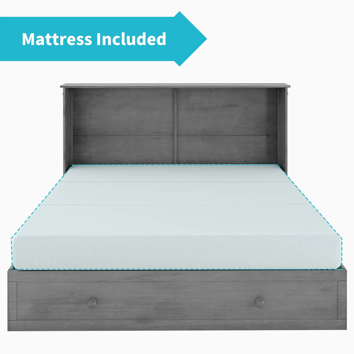 Queen Murphy Bed Chest with Trifold Foam Mattress and Storage Drawers R729