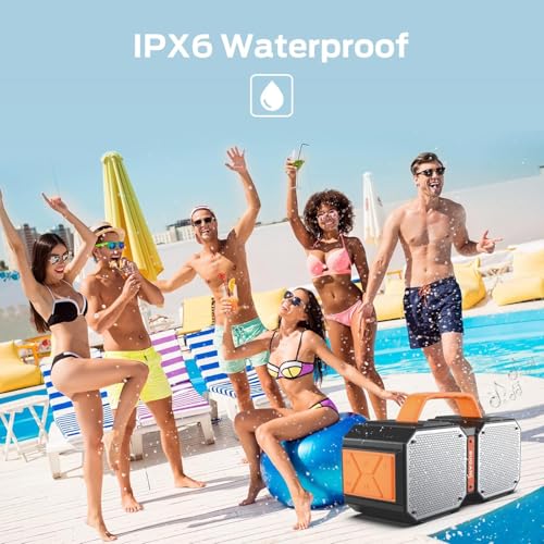 Shock Bluetooth Speakers, Bluetooth 5.4, Waterproof, Portable Wireless Speakers, 60W Super Power, Outdoor Speaker E410912