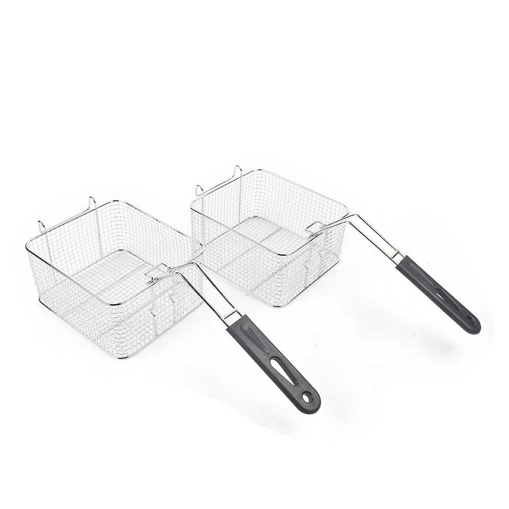 Commercial Stainless Steel Dual Tank Deep Fryer with Basket C62328