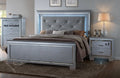 King Size Upholstered Bed 2 Nightstand Wooden Bedroom Furniture Set W1987