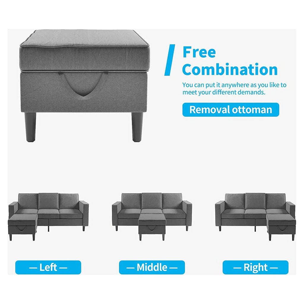 Convertible Sectional Sofa Couch with Storage Ottoman H5345
