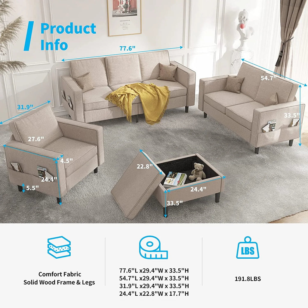 Convertible Sectional Sofa Couch with Storage Ottoman H5345