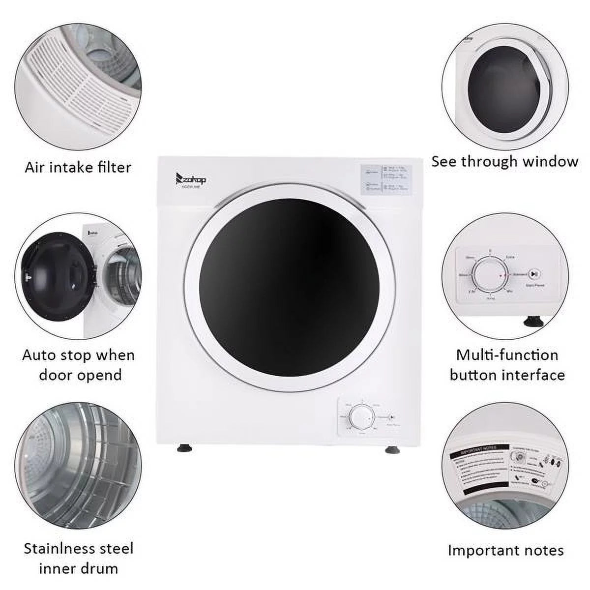 Cotton-White 5.5kg Drum Dryer J1008