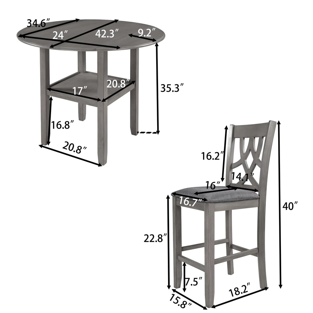 3-Piece Wooden Counter Height Dining Set with 2 Chairs X63359