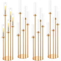 5 Arm Candelabra Floor Candle Holder with Acrylic Lampshade, Black, 4 Set V60350