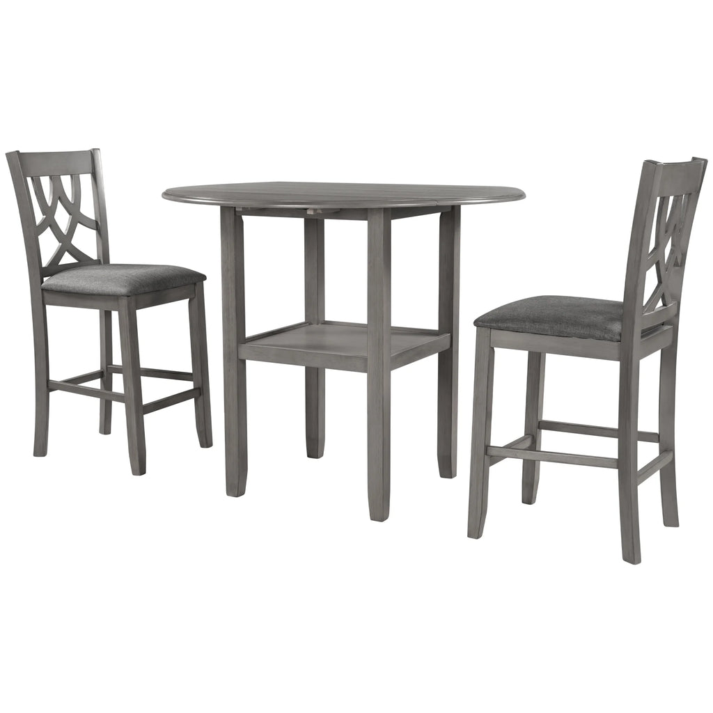 3-Piece Wooden Counter Height Dining Set with 2 Chairs X63359