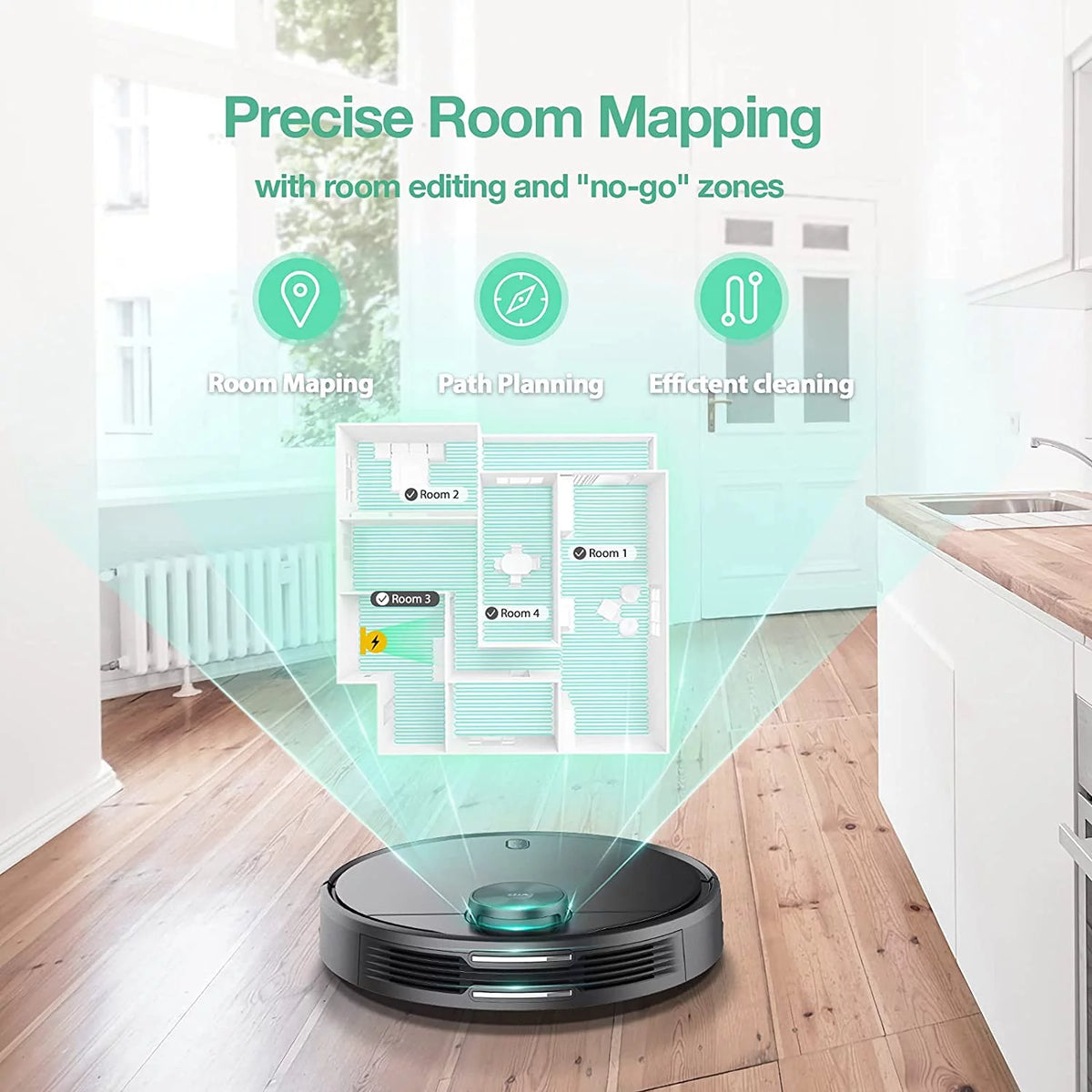 Robot Vacuum with LiDAR Room Mapping, 2,100Pa Suction, Wi-Fi Connected R700