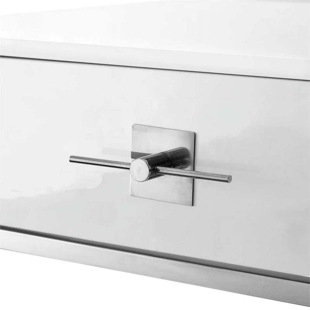 White 2-Drawers Stainless Steel Base Bedroom Vanity F4553