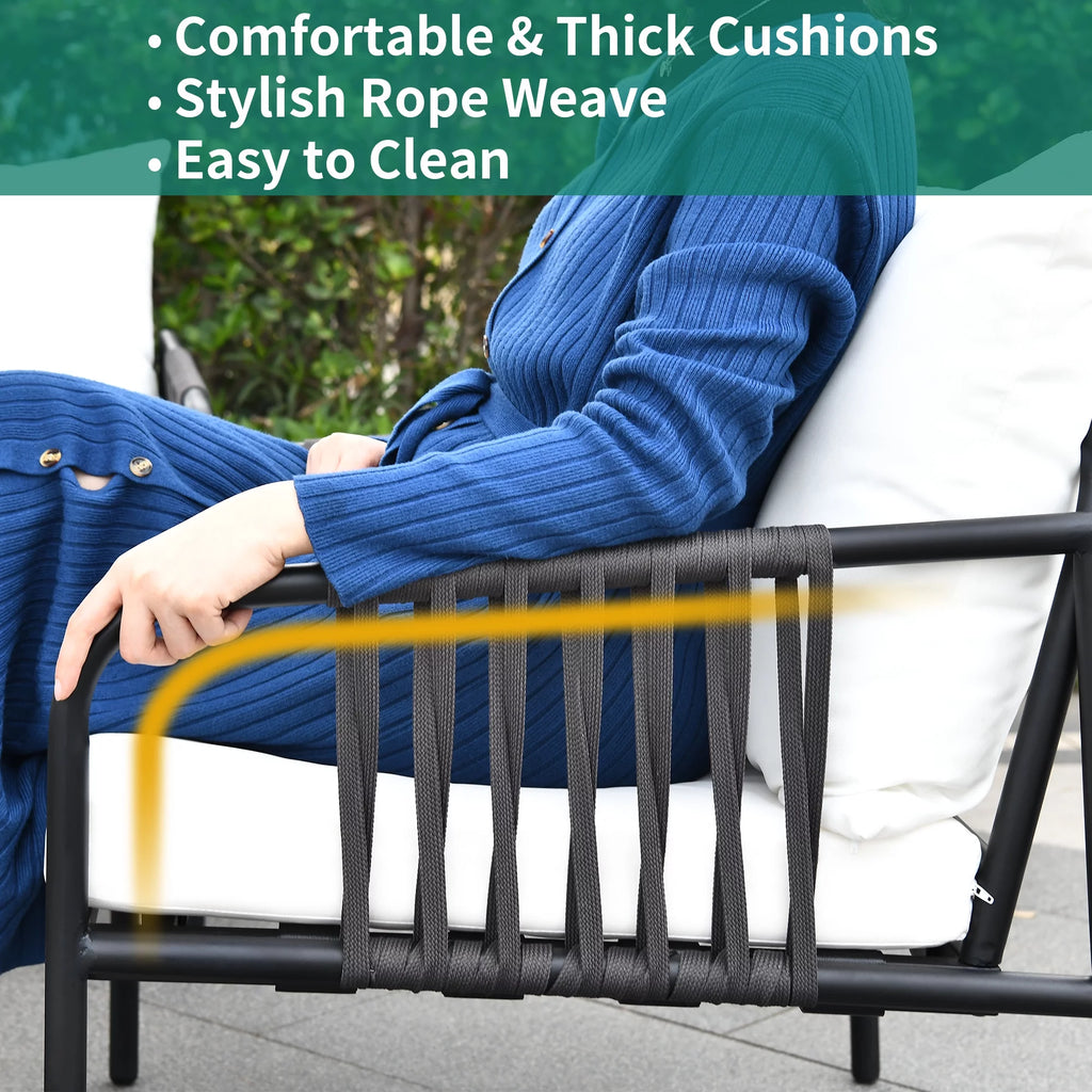 2PC White Rattan Wicker Outdoor Armchair Bistro Set R39291