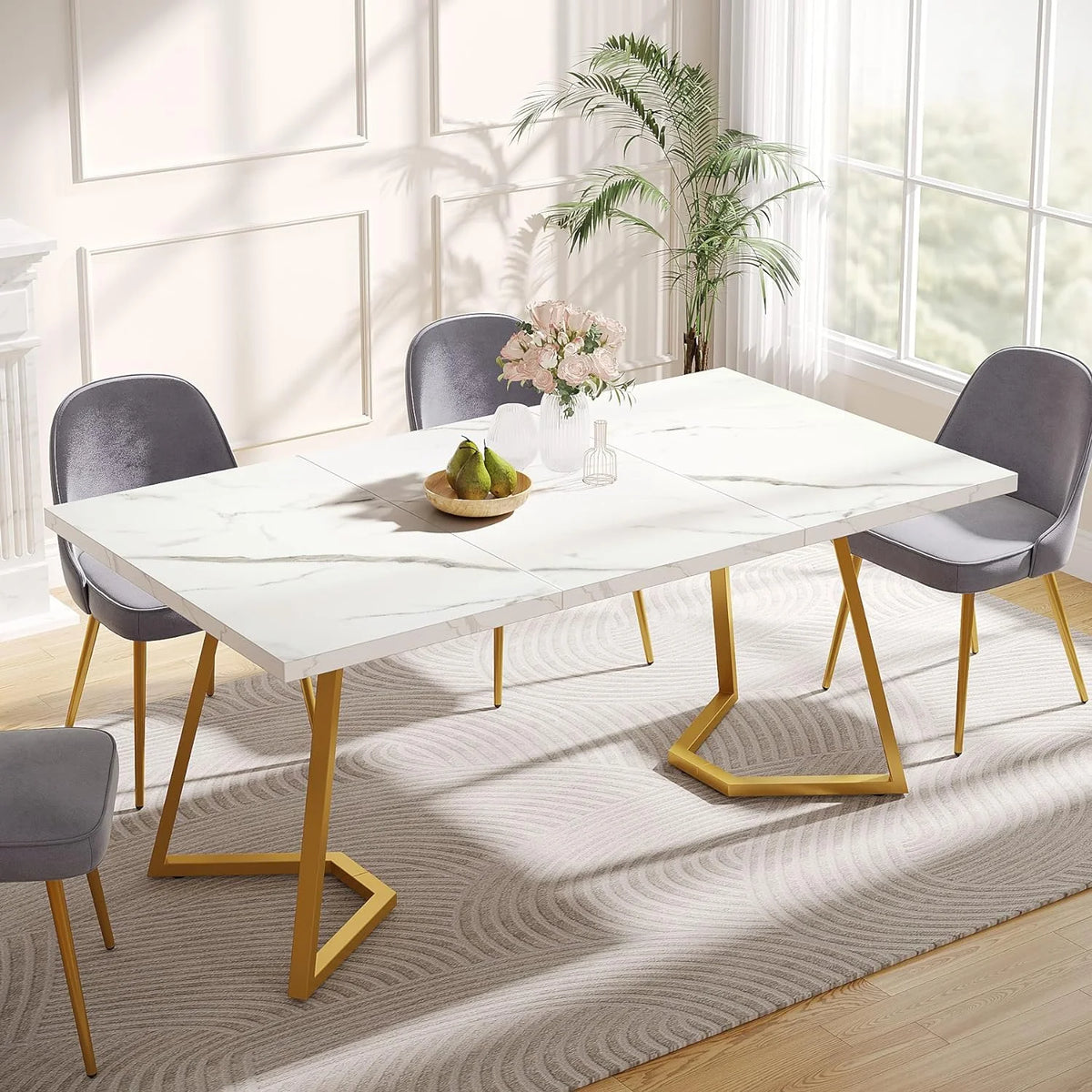 55" Faux Marble Rectangular Dining Table I73294
