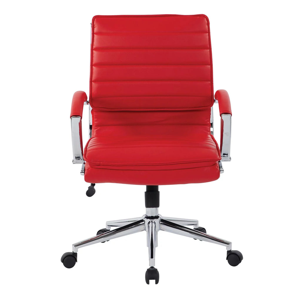 White Faux Leather Mid Back Manager's Chair with Chrome Base U9619