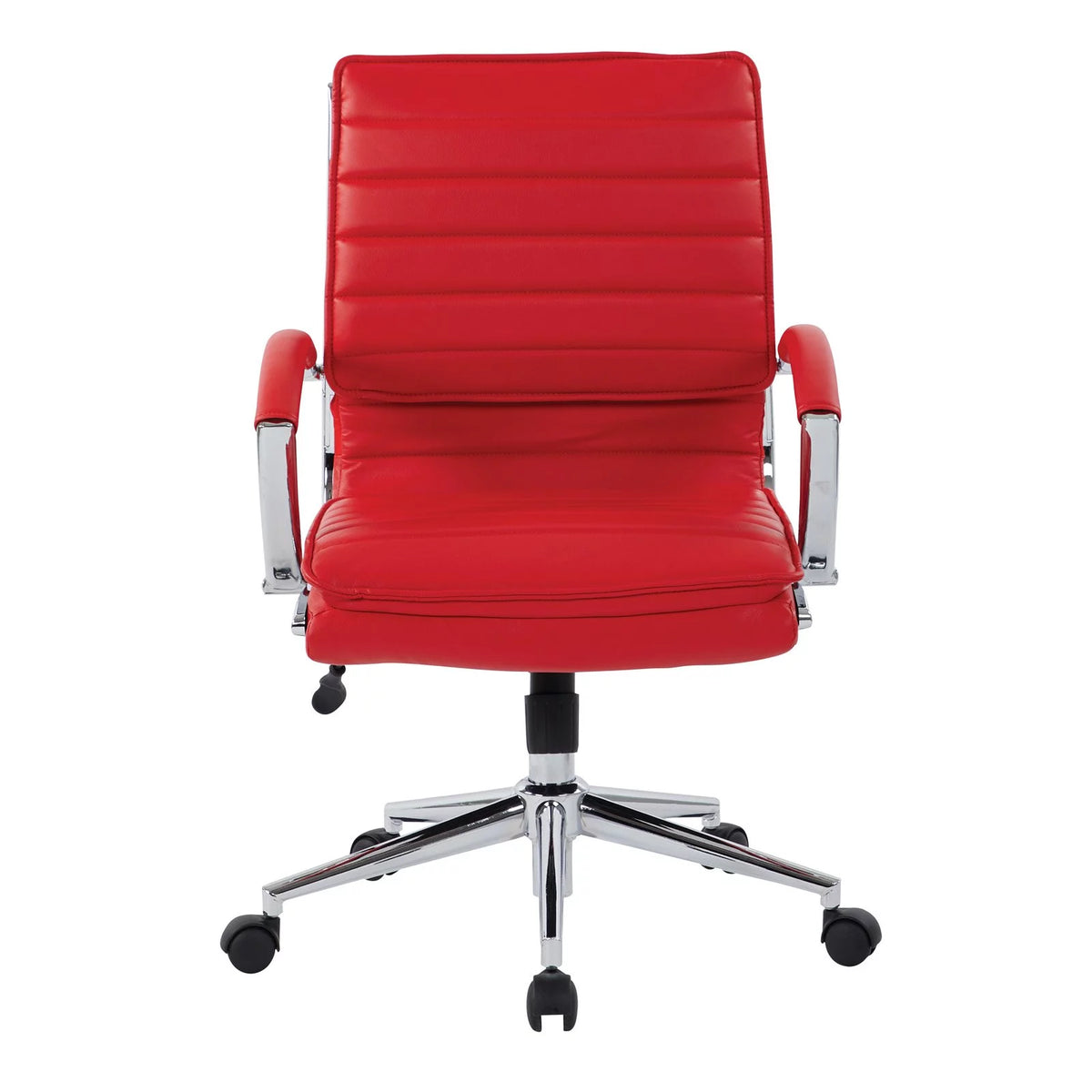White Faux Leather Mid Back Manager's Chair with Chrome Base U9619