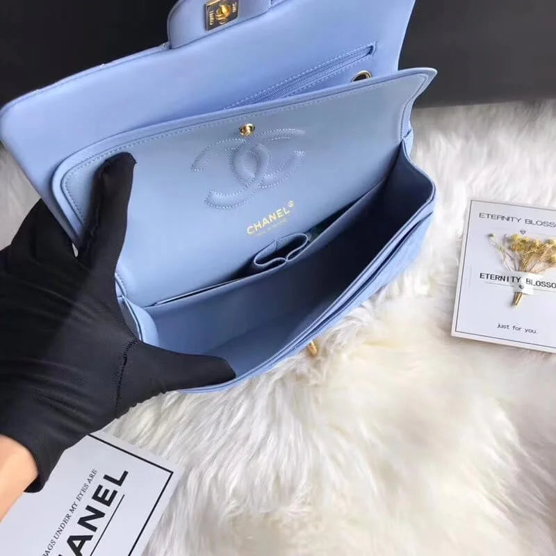 Blue Lambskin Leather Flap Bag A640190