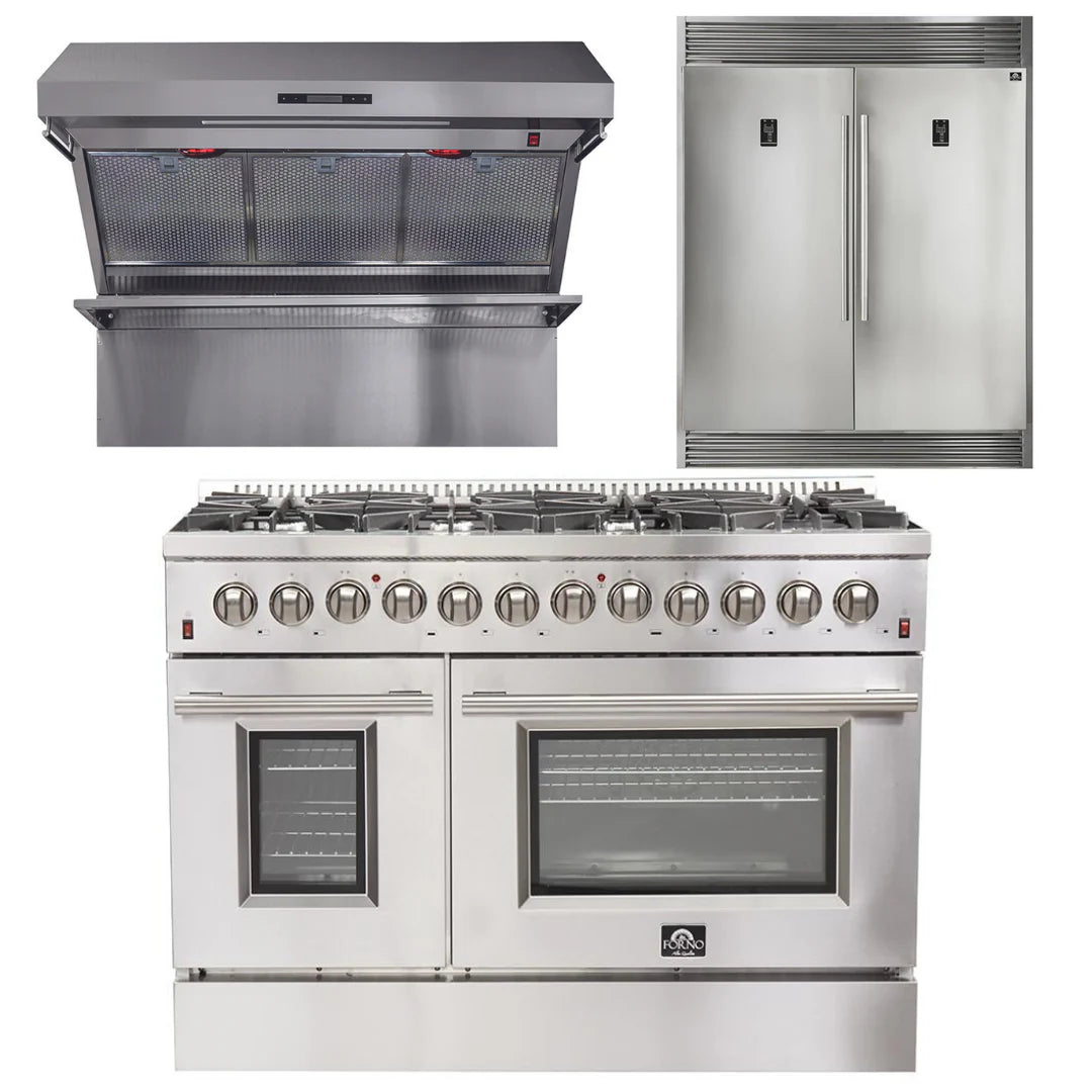 48 Inch Dual Fuel Range, Wall Mount Range Hood, 60 Inch Refrigerator V267458