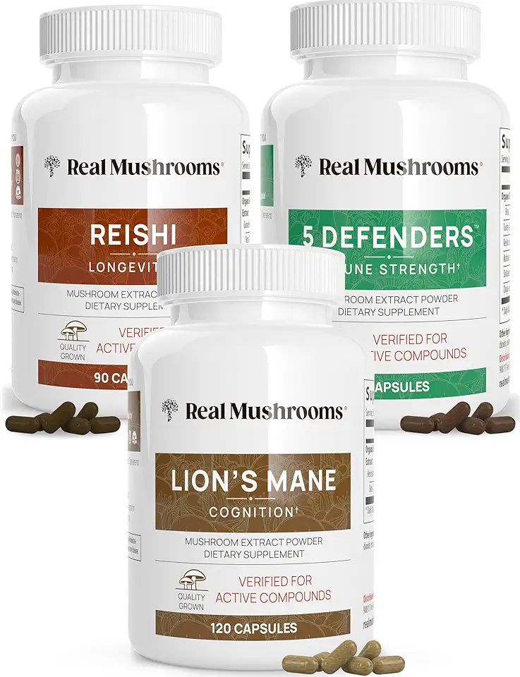 Lions Mane Reishi 5 Defenders Capsules Bundle Vegan Non-GMO F72435