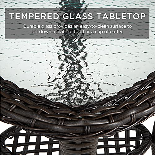 3-Piece Outdoor Wicker Patio Bistro Set with Swivel Rocking Chairs and Side Table Z46266