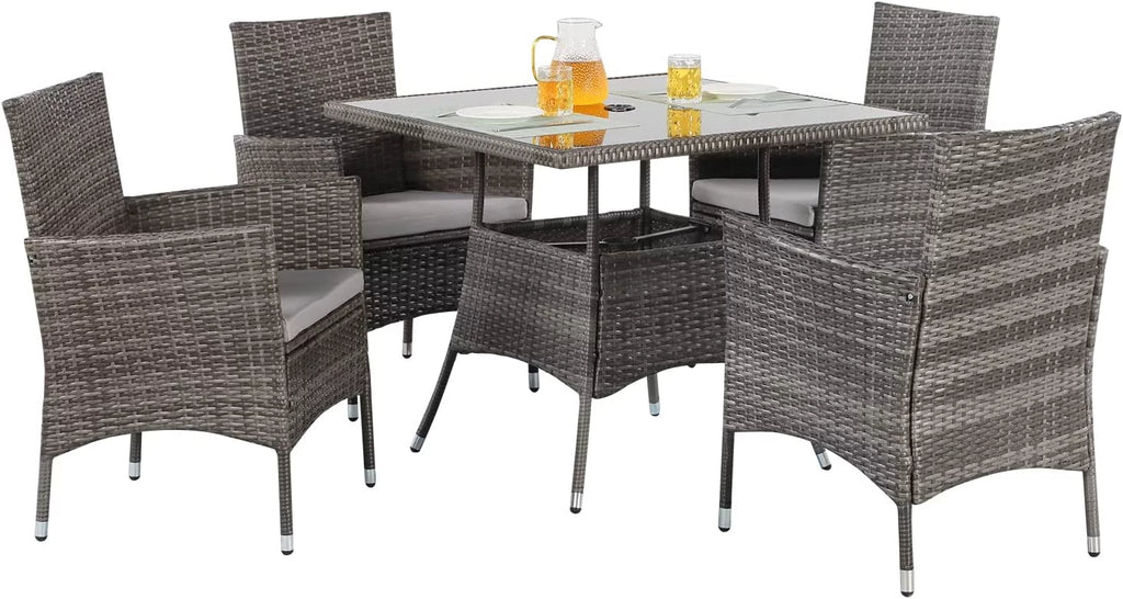 5 Piece Outdoor Wicker Patio Dining Set B146