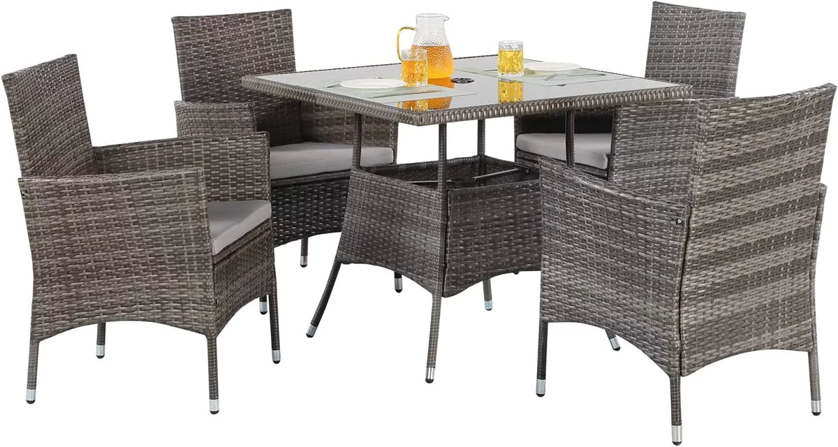 5 Piece Outdoor Wicker Patio Dining Set B146