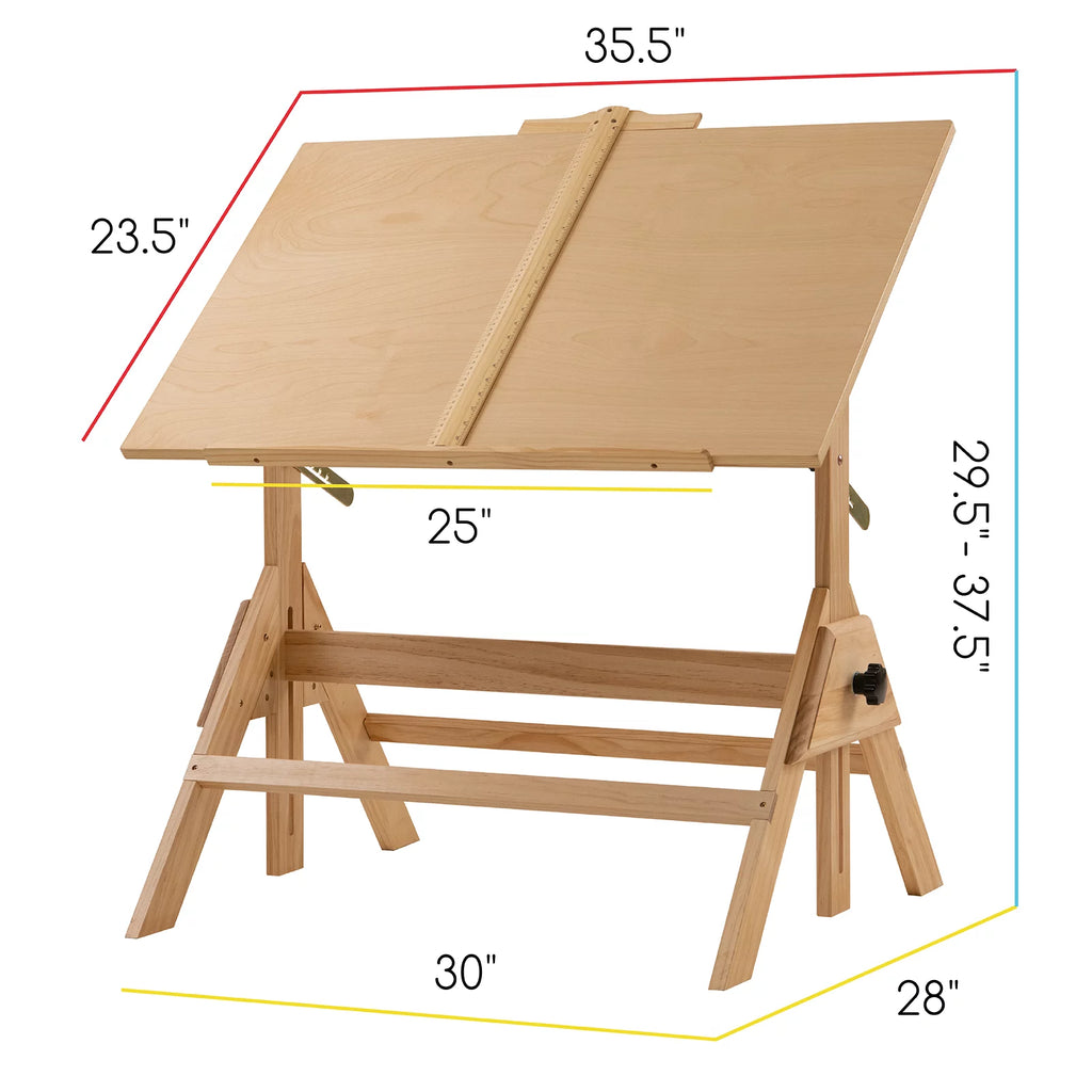 Solid Wood Drafting Table with Adjustable Angle Top W2271