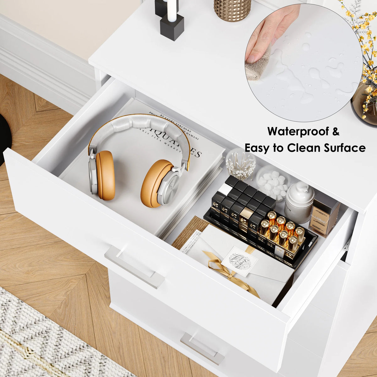 White 5 Drawer Wood Dresser X8936