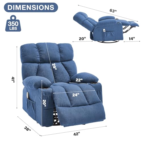 Grey Massage Rocker Recliner Chair with Heat and Vibration U9993