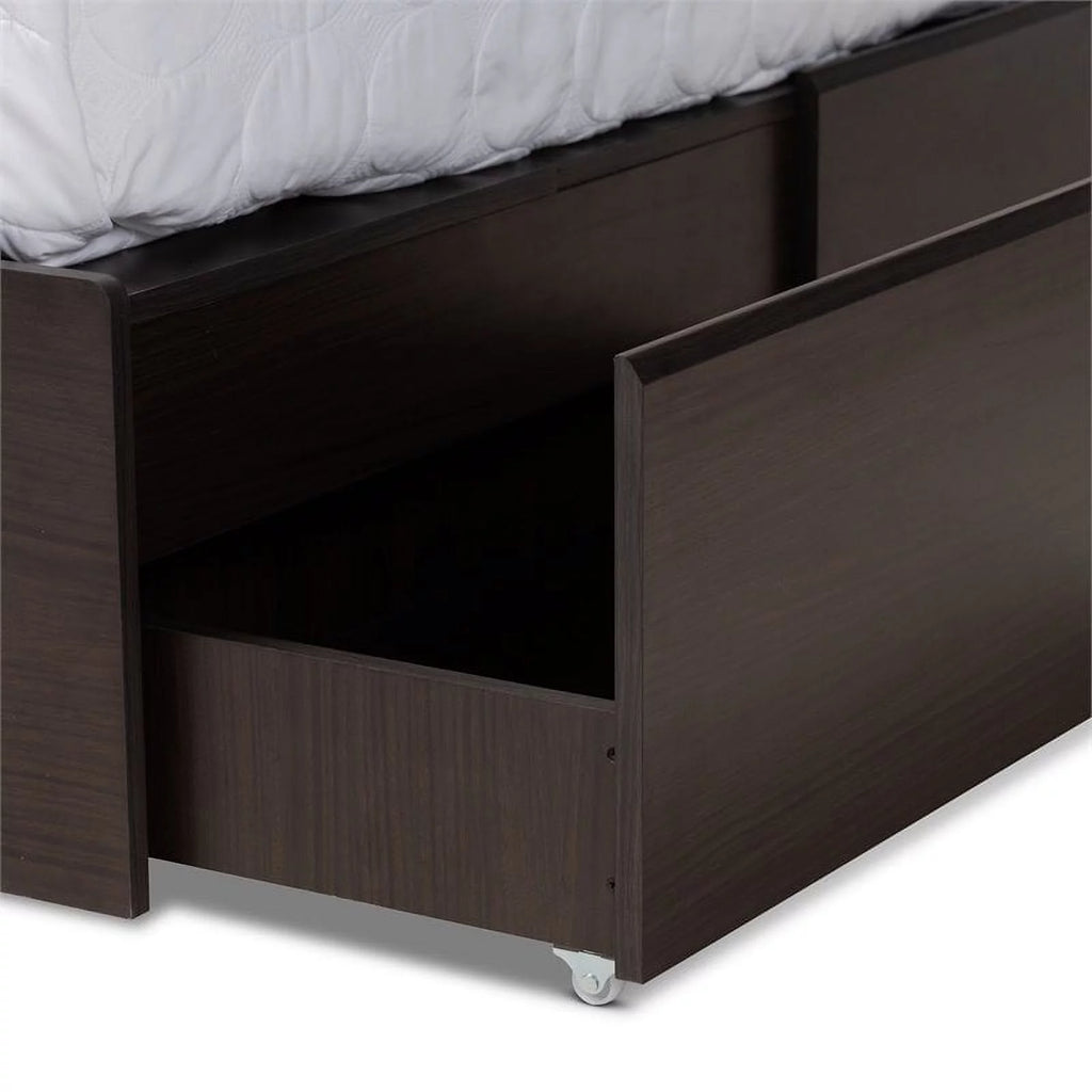 Queen Size 6 Drawer Wood Platform Storage Bed E179
