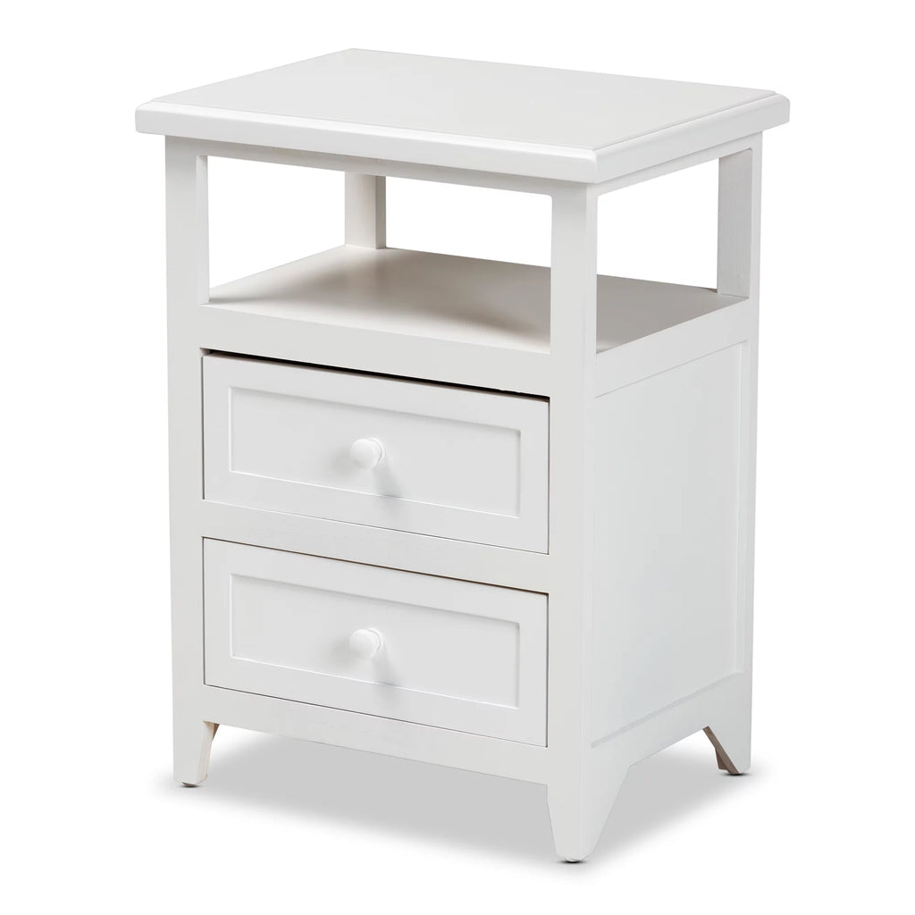 White 2-Drawer Wood Nightstand W756013