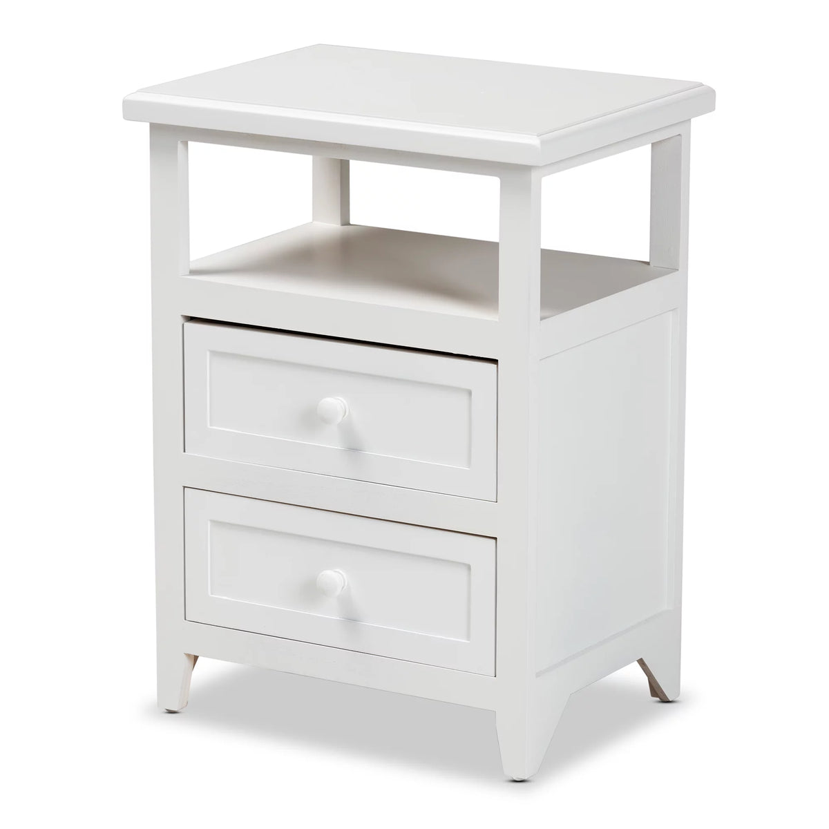 White 2-Drawer Wood Nightstand W756013