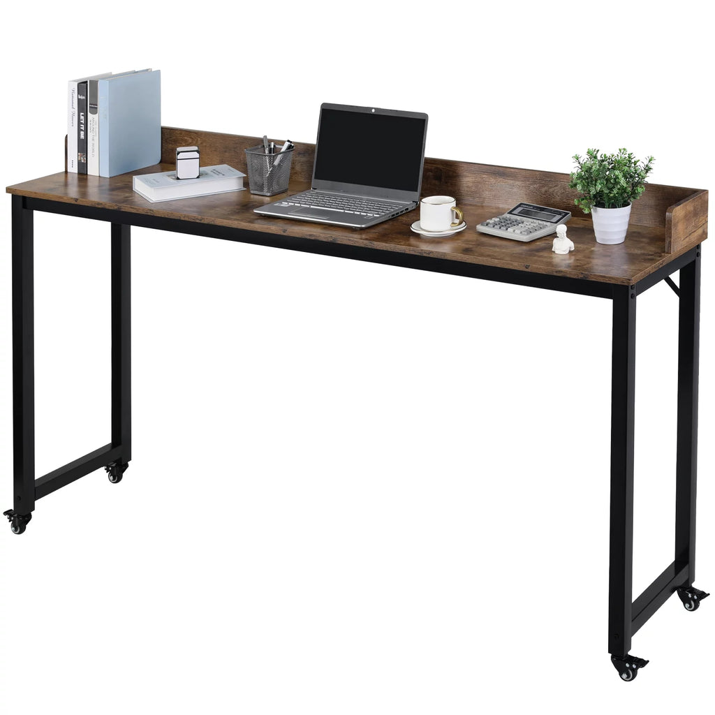 Brown Overbed Table with Wheels O292584